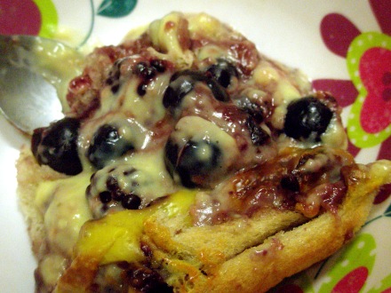 Bread, berry and cherry pudding